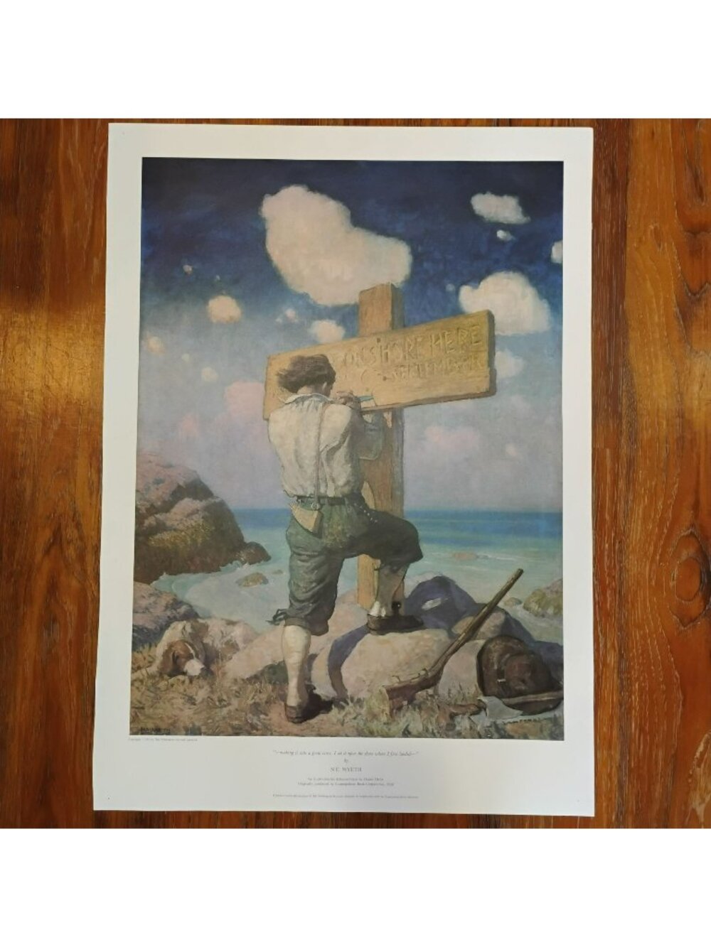 N.C. Wyeth Robinson Crusoe Art Print 1981 Vintage Illustration 20x28